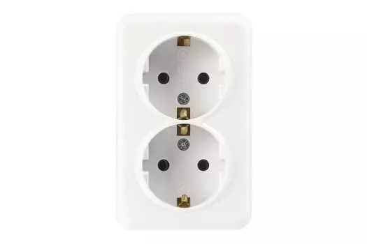 Розетка SMARTBUY Юпитер, открытый монтаж, 2-х постовая, с з/к, 16A, в сборе, IP20, керамика, белый (SBE-03w-16-S2-Z-c)