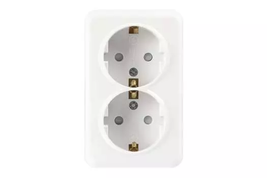 Розетка SMARTBUY Юпитер, открытый монтаж, 2-х постовая, с з/к, со шторками, 16A, в сборе, IP20, белый (SBE-03w-16-S2-1Z)