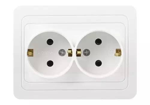 Розетка SMARTBUY Марс, скрытый монтаж, 2-х постовая, с з/к, 16A, в сборе, IP20, белый (SBE-02w-16-S2-Z)