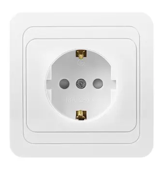Розетка SMARTBUY Марс, скрытый монтаж, однопостовая, с з/к, со шторками, 16A, в сборе, IP20, керамика, белый (SBE-02w-16-S1-Z-c)