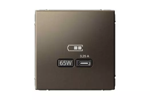 Розетка Systeme Electric AartGallery, USB-C, 3.25А, 65 Вт, механизм с накладкой, мокко (GAL000627)
