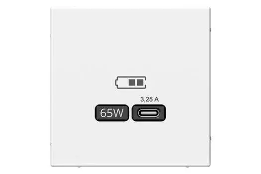 Розетка Systeme Electric AartGallery, USB-C, 3.25А, 65 Вт, механизм с накладкой, белый (GAL000127)