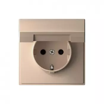 Розетка Systeme Electric ArtGallery, скрытый монтаж, однопостовая, с з/к, со шторками, с крышкой, 16А, механизм с накладкой без рамки, IP20, песочный (GAL001246)