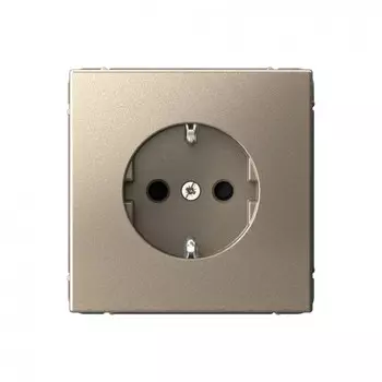 Розетка Systeme Electric ArtGallery, скрытый монтаж, однопостовая, с з/к, со шторками, 16А, механизм с накладкой без рамки, IP20, шампань (GAL000545)