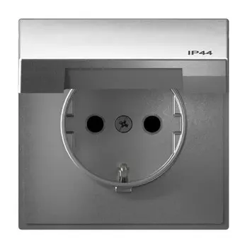 Розетка Systeme Electric ARTGALLERY, скрытый монтаж, однопостовая, с з/к, со шторками, с крышкой, 16А, механизм с накладкой без рамки, IP44, алюминий, 1 шт. (GAL440346)