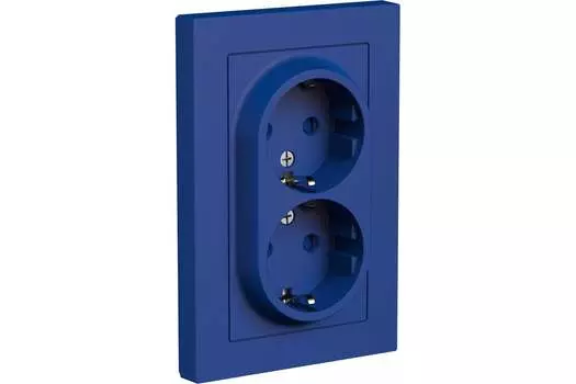 Розетка Systeme Electric AtlasDesign, скрытый монтаж, 2-х постовая, с з/к, со шторками, 16А, в сборе, IP20, аквамарин, 1 шт. (ATN001126)