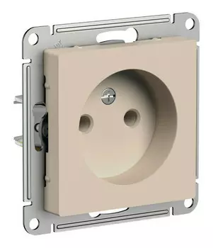 Розетка Systeme Electric AtlasDesign, скрытый монтаж, однопостовая/модулей: 1, 16А, в сборе, IP20, песочный (ATN001241)