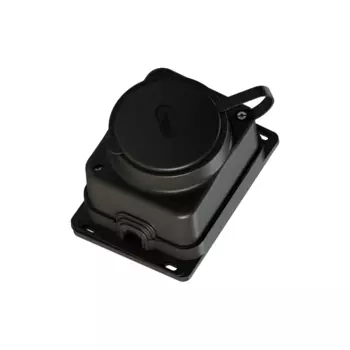 Розетка Systeme Electric MultiSet, открытый монтаж, однопостовая, с крышкой, 16А, в сборе, IP44, 2К+З каучуковая, черный, 1 шт. (MST4003BK)