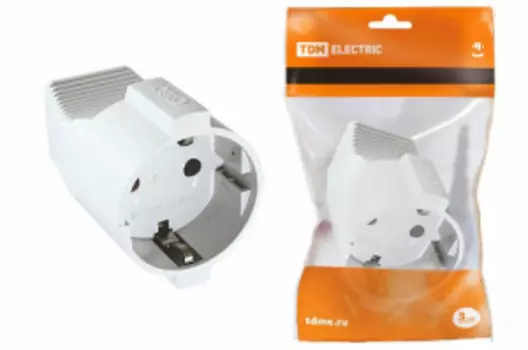 Розетка TDM, переносная, однопостовая, с з/к, 16A, в сборе, белый (SQ1806-0031)