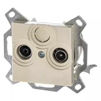 Розетка TV+RD(FM) ABB LEVIT, слоновая кость, проходная, без рамки (2CHH083607A6017)