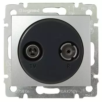Розетка TV+RD(FM) Legrand Valena, алюминий, проходная, без рамки (770134)