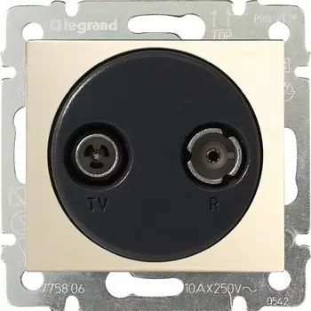 Розетка TV+RD(FM) Legrand Valena, слоновая кость, простая для схемы "звезда" (774332)