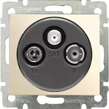 Розетка TV+RD(FM)+SAT Legrand Valena, слоновая кость, простая для схемы "звезда"