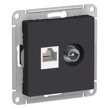 Розетка TV+RJ45 Schneider Electric AtlasDesign, карбон, механизм без рамки (ATN001089)