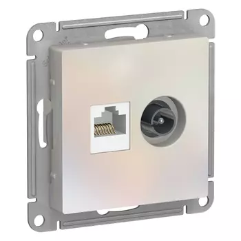 Розетка TV+RJ45 Schneider Electric AtlasDesign, жемчуг, механизм без рамки (ATN000489)