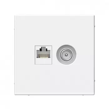 Розетка TV+RJ45 Systeme Electric ArtGallery, белый лотос, в сборе (GAL001389)