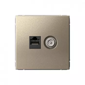 Розетка TV+RJ45 Systeme Electric ArtGallery, шампань, в сборе (GAL000589)