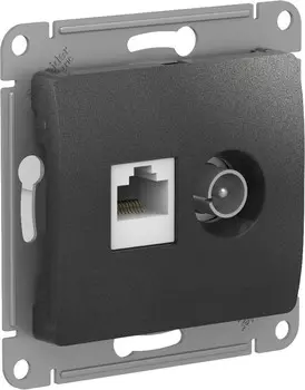 Розетка TV звезда/RJ45 скрытый монтаж категория 5e, IP20, антрацит, Systeme Electric GLOSSA (GSL000789)