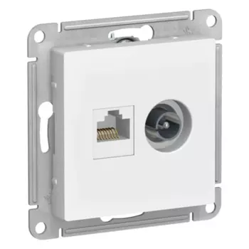 Розетка TV звезда/RJ45 скрытый монтаж категория 5e, белый лотос, Systeme Electric AtlasDesign (ATN001389)