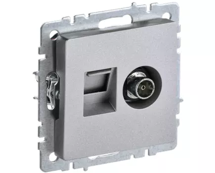Розетка TV звезда/RJ45 скрытый монтаж категория 5e, механизм без рамки, алюминий, IEK BRITE РТВ/РК12-БрА (BR-AK20-1-K47)