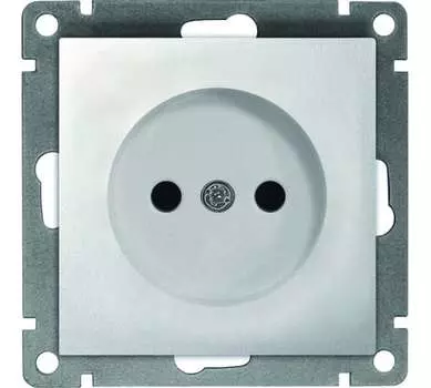 Розетка UNIVersal Афина A0022-S, скрытый монтаж, однопостовая, 16А, в сборе, IP20, серебро (A0022-S)