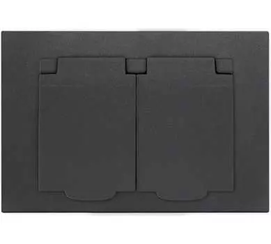 Розетка UNIVersal Афина A0031-Gr, скрытый монтаж, 2-х постовая, со шторками, с крышкой, 16А, в сборе, IP20, серый (A0031-Gr)