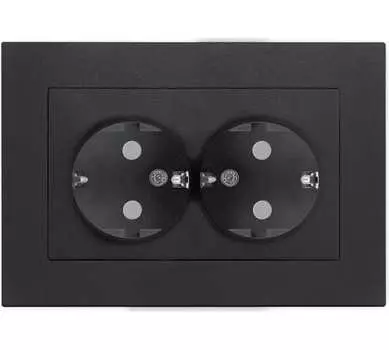 Розетка UNIVersal Афина A0050-Gr, скрытый монтаж, 2-х постовая, с з/к, со шторками, 16А, в сборе, IP20, серый (A0050-Gr)