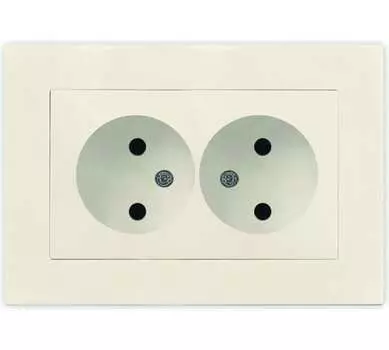 Розетка UNIVersal Афина A0102-I, скрытый монтаж, 2-х постовая, 16А, в сборе, IP20, слоновая кость (A0102-I)