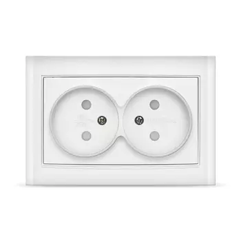 Розетка UNIVersal Бриллиант 7947526, скрытый монтаж, 2-х постовая, со шторками, 16A, в сборе, IP20, белый (7947526)