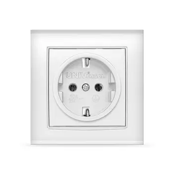 Розетка UNIVersal Бриллиант 7947625, скрытый монтаж, однопостовая, с з/к, 16A, в сборе, IP20, белый (7947625)