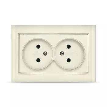 Розетка UNIVersal Бриллиант 7948738, скрытый монтаж, 2-х постовая, 16A, в сборе, IP20, слоновая кость (7948738)
