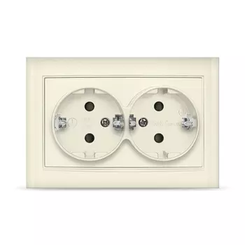 Розетка UNIVersal Бриллиант 7948752, скрытый монтаж, 2-х постовая, с з/к, 16A, в сборе, IP20, слоновая кость (7948752)