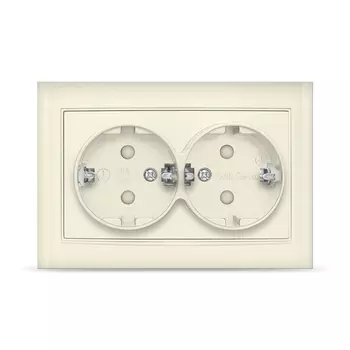 Розетка UNIVersal Бриллиант 7948769, скрытый монтаж, 2-х постовая, с з/к, со шторками, 16A, в сборе, IP20, слоновая кость (7948769)