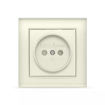 Розетка UNIVersal Бриллиант 7948813, скрытый монтаж, однопостовая, со шторками, 16A, в сборе, IP20, слоновая кость (7948813)