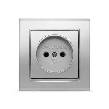 Розетка UNIVersal Бриллиант 7949834, скрытый монтаж, однопостовая, 16A, в сборе, IP20, серебро (7949834)