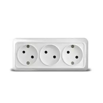 Розетка UNIVersal Олимп 1160, открытый монтаж, 3-х постовая, 16A, в сборе, IP20, белый (1160)