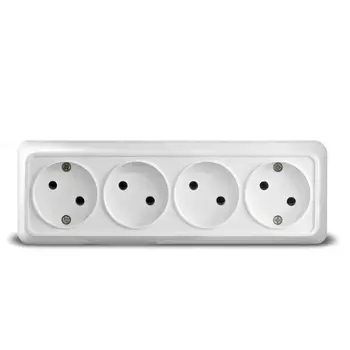 Розетка UNIVersal Олимп 1162, открытый монтаж, 4-х постовая, 16A, в сборе, IP20, белый (1162)