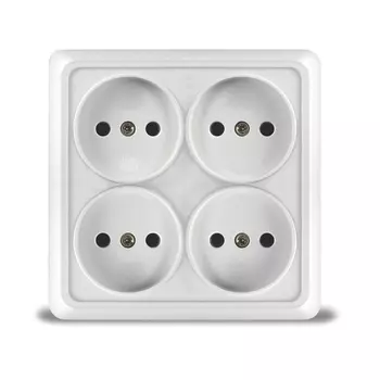 Розетка UNIVersal Олимп 1164, открытый монтаж, 4-х постовая, 16A, в сборе, IP20, белый (1164)