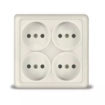 Розетка UNIVersal Олимп 1170, открытый монтаж, 4-х постовая, 16A, в сборе, IP20, слоновая кость (1170)