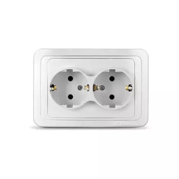 Розетка UNIVersal Валери В0128, скрытый монтаж, 2-х постовая, с з/к, 16A, в сборе, IP20, белый (В0128)