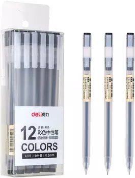 Ручка гелевая Deli, черный, пластик, колпачок (A119-BK)