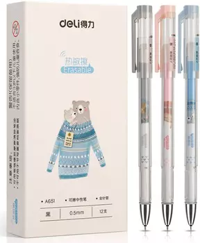 Ручка гелевая Deli, черный, пластик, колпачок (A651)