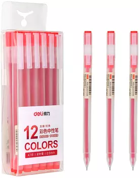 Ручка гелевая Deli, красный, пластик, колпачок (A119-RD)