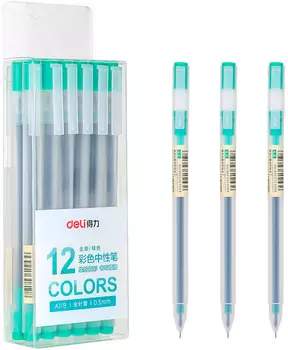 Ручка гелевая Deli, зеленый, пластик, колпачок (A119-GN)