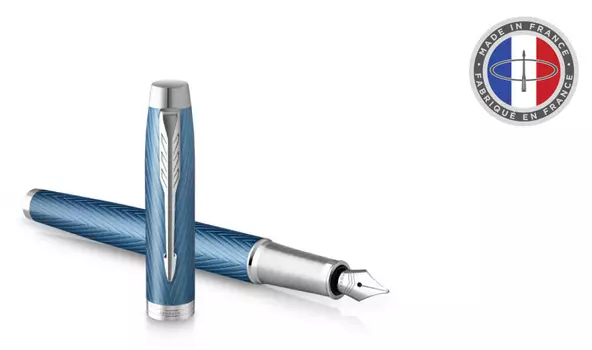 Ручка перьевая Parker IM Premium F318 Blue Grey CT F, латунь лакированная, колпачок, подарочная упаковка (CW2143651)