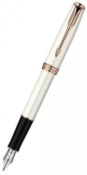 Ручка перьевая Parker Sonnet F540 Pearl PGT F, синий, нержавеющая сталь, колпачок, подарочная упаковка (S0947360)