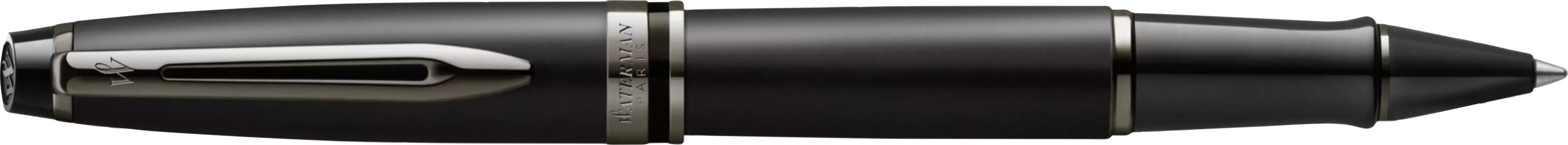 Ручка роллер Waterman Expert DeLuxe, черный, лак, латунь, нержавеющая сталь, рутений, колпачок, подарочная упаковка (2119190)