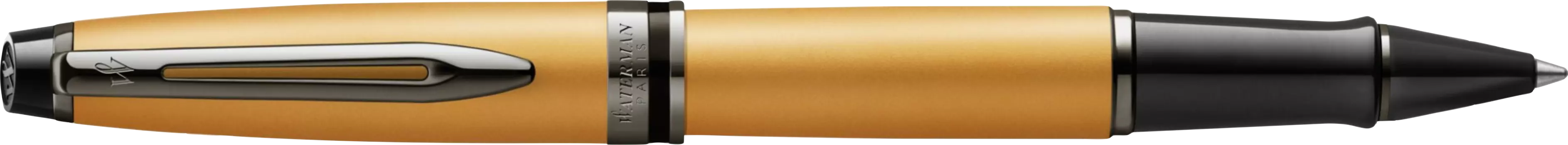 Ручка роллер Waterman Expert DeLuxe, черный, лак, латунь, нержавеющая сталь, рутений, колпачок, подарочная упаковка (2119259)