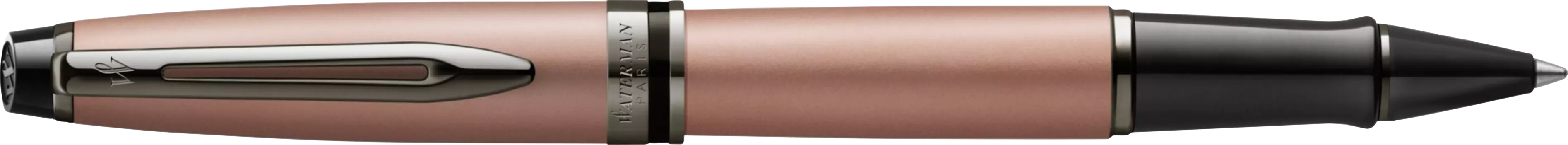 Ручка роллер Waterman Expert DeLuxe, черный, лак, латунь, нержавеющая сталь, рутений, колпачок, подарочная упаковка (2119264)