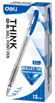 Ручка шариковая DELI Think EQ2-BL, синий, пластик, колпачок (EQ2-BL)